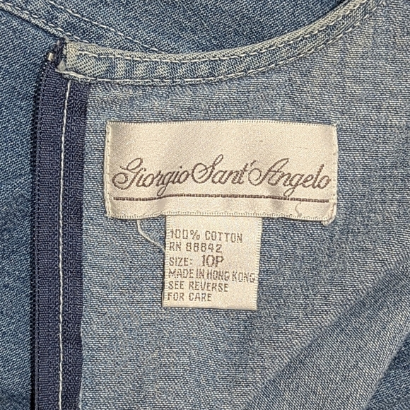 Giorgio Sant'Angelo Women's 10 Petite Medium Blue Denim Zip Up Midi Dress - Picture 7 of 8